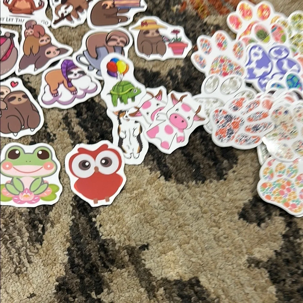 50 Stickers Adorable Animals Paws & Nature Stickers Set of 50 NWT Colorful